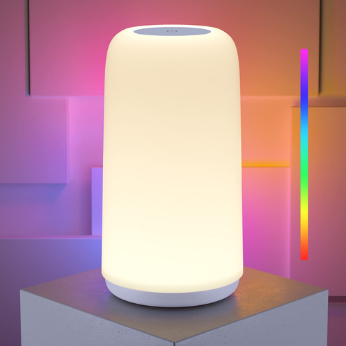 Lampara Tactil Mesita Noche Diseño Elegante Modo Rgb 3 Via