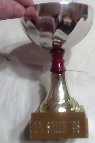 Copa Trofeo Copa Metal Plata Con Base Marmol -decada 90-retro-(lasalle 98). Muy Linda Y Decorativa-coleccionistas-