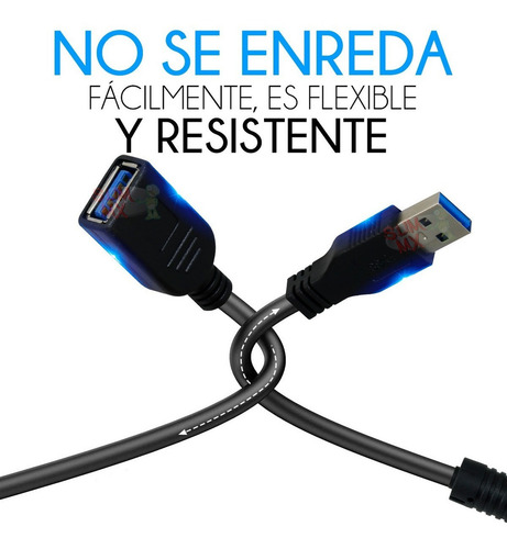 Cable Extension Usb 3.0 Macho Hembra 1 Metro Super Speed 5gb Color Negro