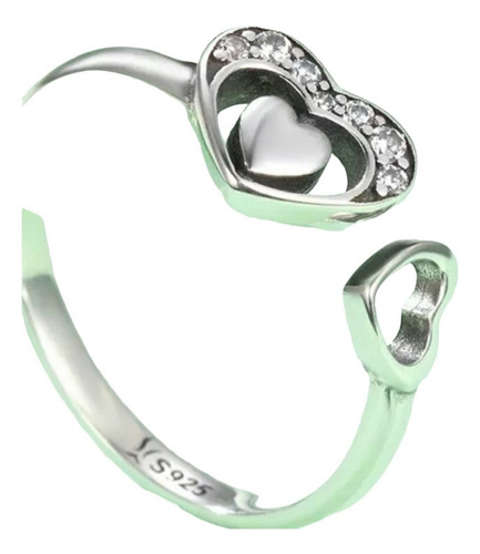 Anillo Plata Ley 925. Enamorados, Corazón, Circones 