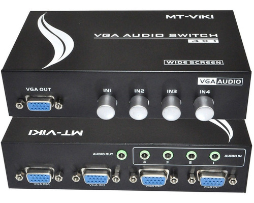 4 Interruptor De Puerto Vga Video Audio Kvm Conmutador Selec