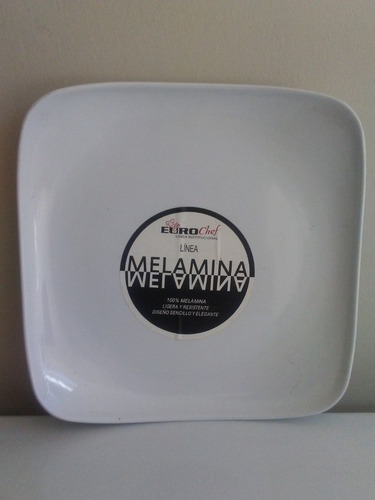 Imagen 1 de 1 de Plato De 100% Melamine Cuadrado 9,5 Euo Chef Blanco
