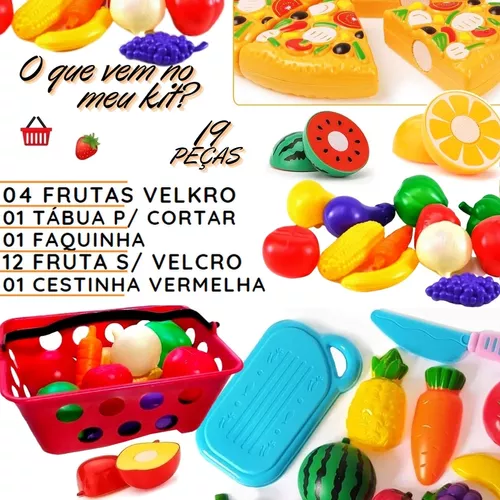 Kit Frutas de Brinquedo Comidinha Infantil Faca Tábua 27 Pçs