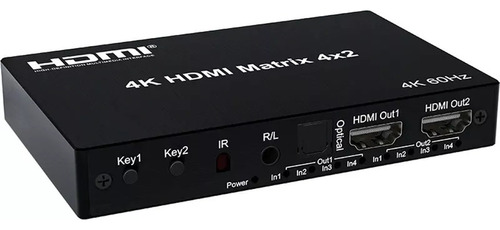 Matriz De Video Hdmi 4k 30hz C/ Audio 4 X 2 Hdmx4x2.n Com Nf