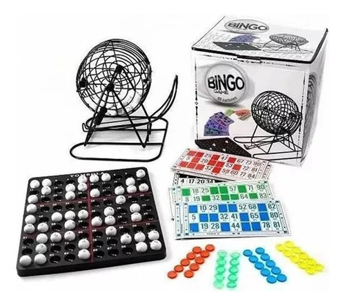 Bingo Bolillero Metalico Exahome Con 48 Cartones Y Fichas