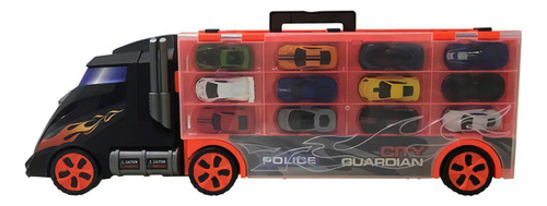 Trailer Con Pista, Luzsonido Y Elevador Autos Color Negro