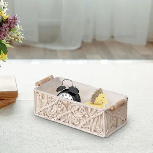 Cesta Tejida Con Asas Decorativa Para La Sala De Estar En La
