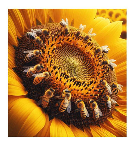 Vinilo 45x45cm Flores Y Abejas Miel Naturaleza Bees M4