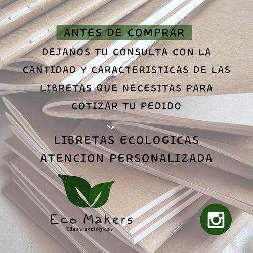 Libreta Ecológica Personalizada 10x15 X Mayor. Marrón Claro