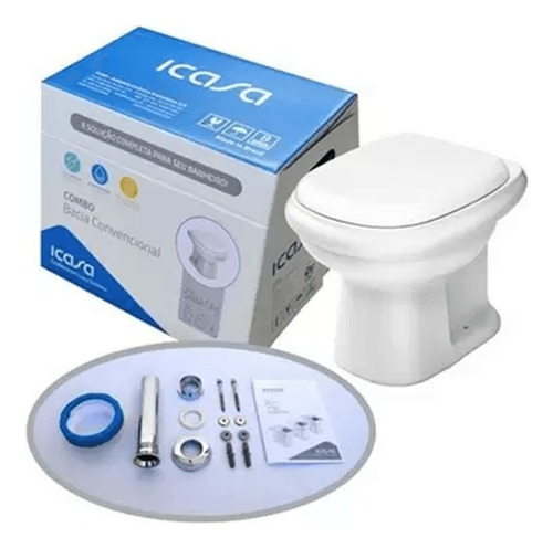 Bacia Icasa Sabatini Combo Branco + Assento + Kit Instalação