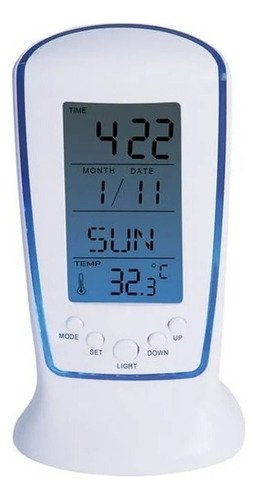 Relógio De Mesa Digital Com Despertador Temperatura Data Top Cor Branco