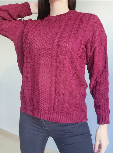 Sweater Mujer Tramado Lana Acrilica
