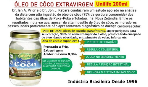Imagem 3 de 4 de Óleo De Coco Extra Virgem - 200 Ml - Unilife Melhor Preço