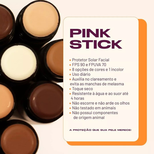 Protetor Solar E Base Pink Stick Fps90 Fpuva70 Pink Cheeks