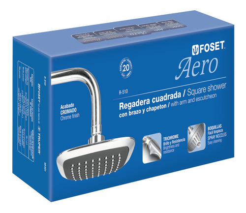 Regadera Redonda Plástica 6' Con Brazo Aero Foset