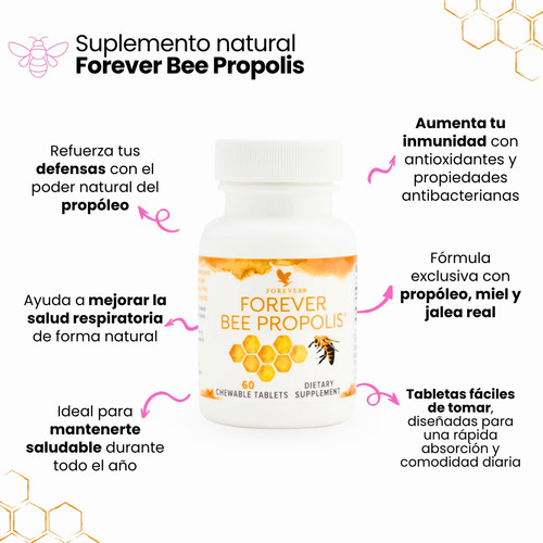 Forever Bee Propóleo Abeja Refuerza Defensas 60u Masticable