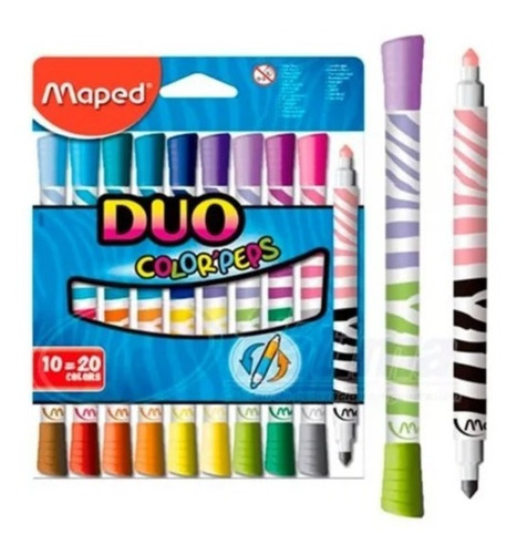 Marcadores Escolares Colorpeps Duo X10 (20 Colores)maped X2u