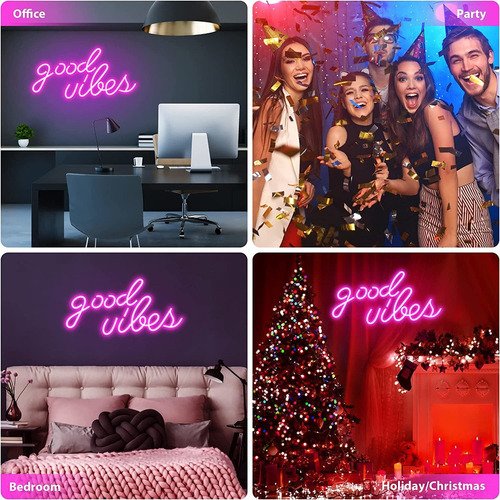 Letrero De Neón Good Vibes - Led Para Decoración De Pared, L