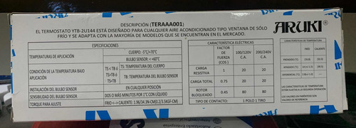 Imagen 4 de 5 de Termostato Control Ventana 14 A 16.8 Fro O 30.5 A 33.3 Bulbo