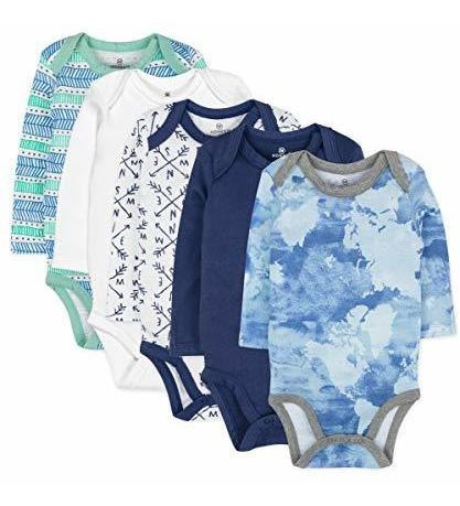 Honestbaby 5-pack Orgánico Algodón De Manga Larga G3ylc