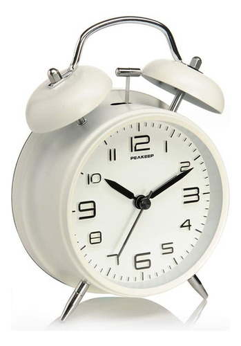 Peakeep 4 Pulgadas Twin Bell Alarm Clock Con Dial Estereo...