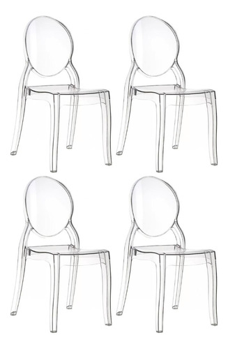 Kit 4 Cadeiras De Jantar Design Ghost Acrílica Transparente