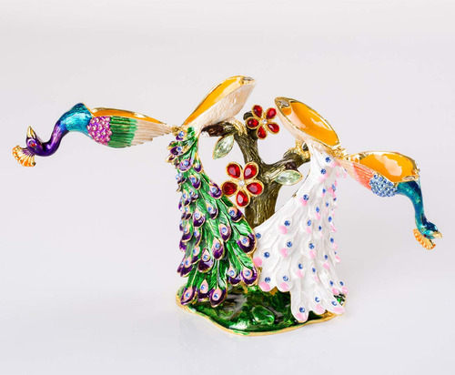 Figuras De Pavorreal Esmaltadas Pintadas A Mano Con Bisagras