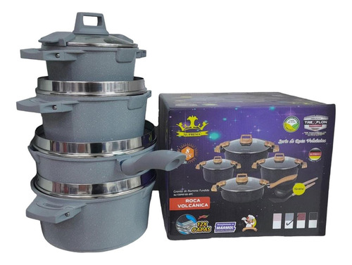 Ollas Suprema Granito 8 Piezas Con Revestimiento En Mármol