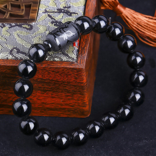 Pulseira Phoenix Pedras Onix 12mm Negras Moda Luxo Bolinhas Comprimento 0 Cm Diâmetro 0 Cm