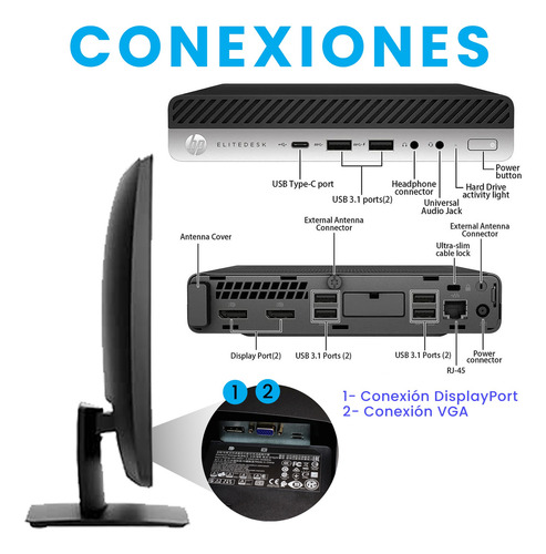 Equipo Pc Hp Elitedesk 21.5 Core I5 8th 16gb Ram 256gb Ssd (Reacondicionado)