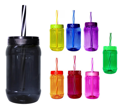 Dulcero Cilindro 100 Pzs 500 Ml Tapa Popote Colores Fiesta