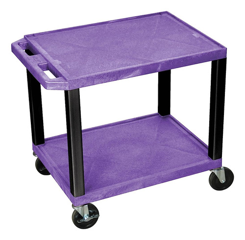 Offex 26  Purple Two Shelves A/v Cart - Black Legs