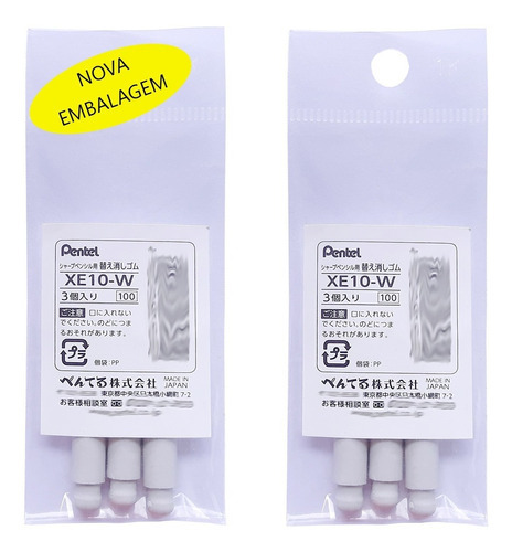 Kit 06 Refil Borracha Lapiseira Pentel Twist Erase Mod. E10