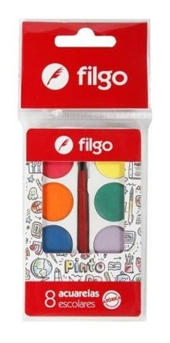 Acuarela Filgo X8 Colores + Pincel 