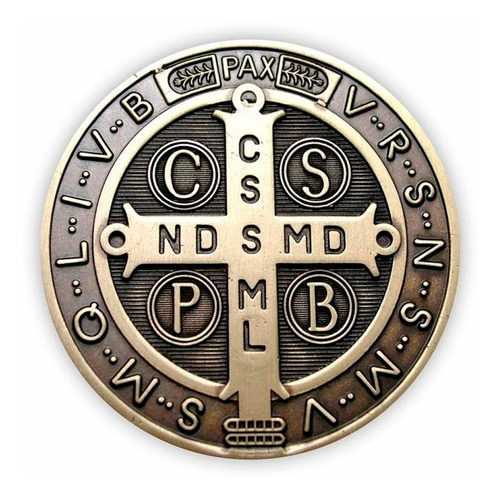 Adesivo Medalha De São Bento Envelhecido Resinado 10 Cm