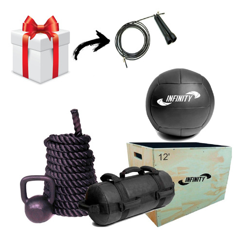 Corda Naval +  Wall Ball + Caixa + Kettlebell + Power Bag 