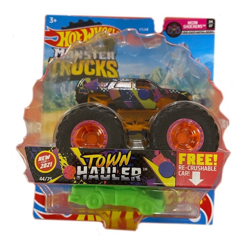 Vehículo Monster Trucks Town Hauler Hot Wheels 1/64 Neon