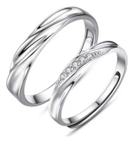 Anillo De Plata De Ley S925 Love Open Para Pareja Con Incrus