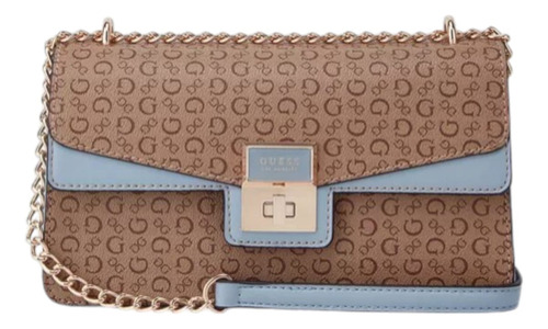 Bolso / Cross Guess Mod. Sg914221 Color Mocha Y Azul Multilo