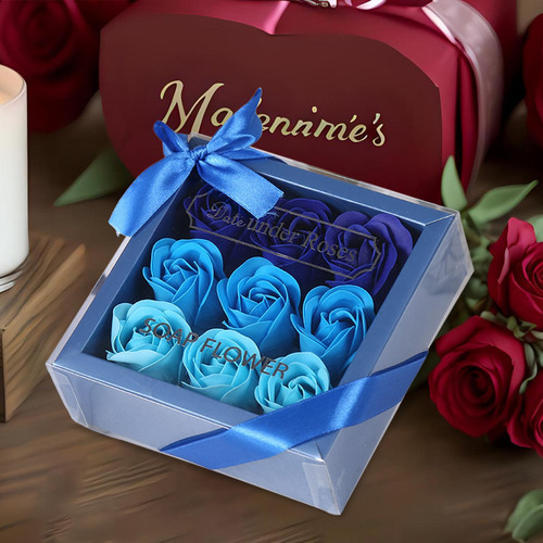 Jabón Perfumado Con Caja De Regalo Regalo Degradado Azul