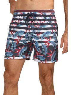 Short Dudalina Masculino D'água Striped Floral Azul Marinho