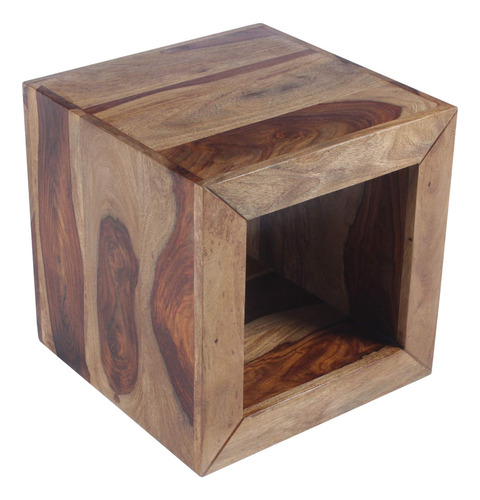 Mesa Auxiliar De Palisandro Cubo Fondo Recortado Marrón