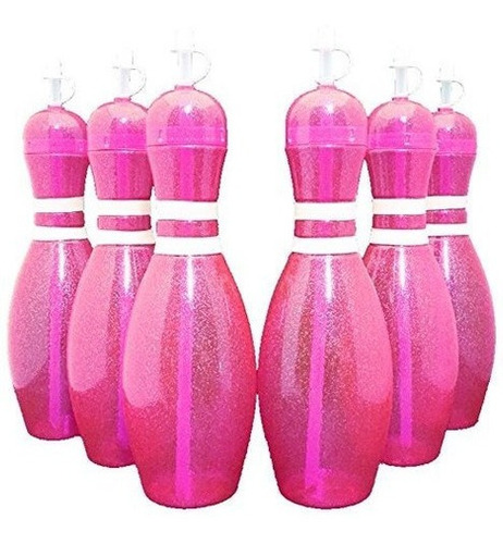 Imagen 1 de 1 de Botellas De Agua De Bolos Grandes Rosas, Paquete De 6