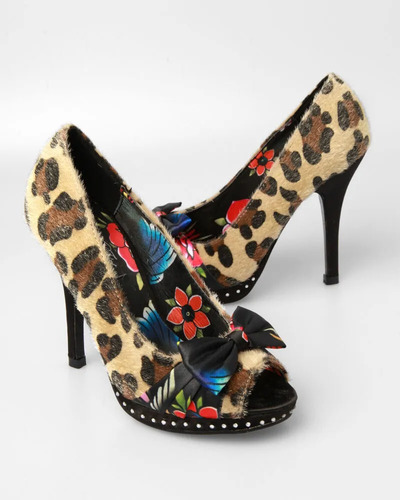 Zapatillas Peep Toe Leopardo Plataforma Iron Fist Flores