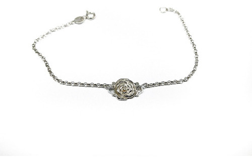 Pulsera Rolo Con Dije De Rosa Plata 925  