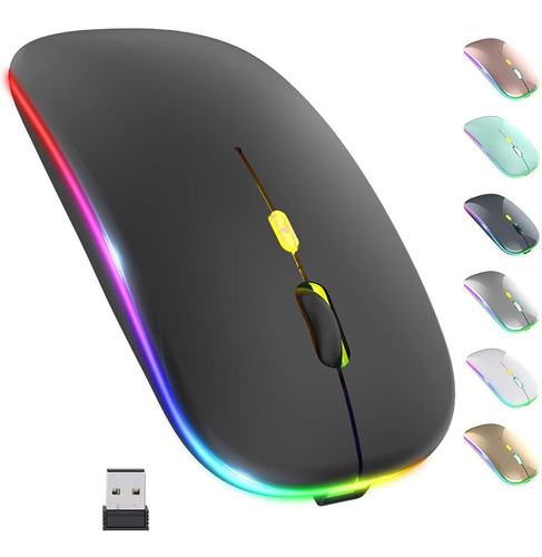 Imagen 2 de 7 de Mouse Inalámbrico Recargable Con Luces Led