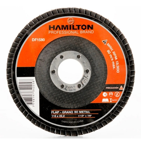 Disco Abrasivo Flap 115mm Hamilton Df1580 Grano 80