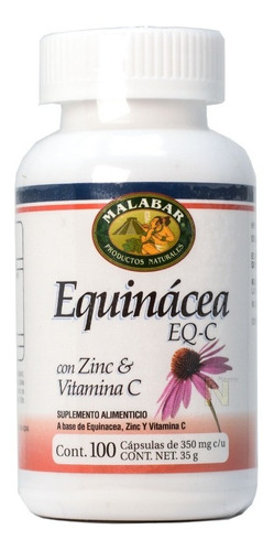 Equinácea Con Zinc Y Vitamina C 100 Cápsulas Malabar Sabor Sin Sabor