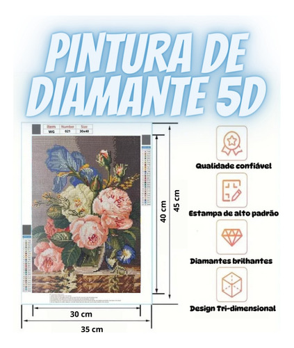 E Commerce Pintura Diamante Vaso Flores 45x35 Cm