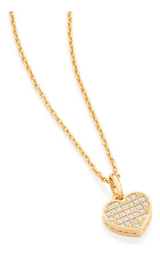 Cordão Rommanel Com Coração Cravejado Zircônias 50cm 531598 Cor Dourado